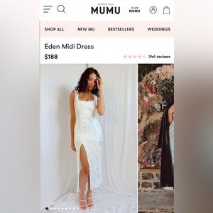 Eden Midi Dress ~ White Sparkle Sequin